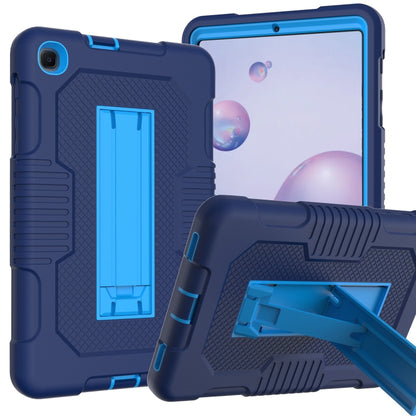 For Samsung Galaxy A 8.4 T307 Contrast Color Robot B2 Silicone Hybrid PC Tablet Case with Holder(Navy Blue) by bashfashion