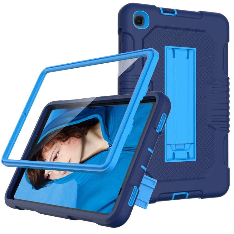 For Samsung Galaxy A 8.4 T307 Contrast Color Robot B2 Silicone Hybrid PC Tablet Case with Holder(Navy Blue) by bashfashion
