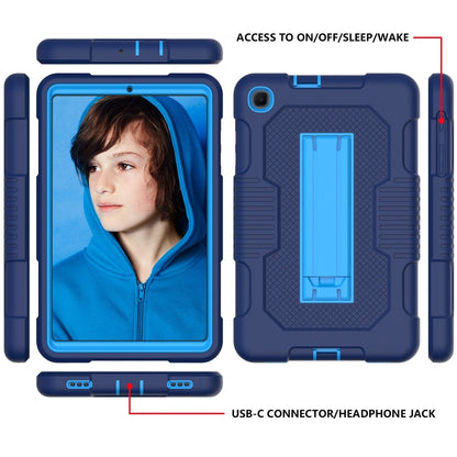 For Samsung Galaxy A 8.4 T307 Contrast Color Robot B2 Silicone Hybrid PC Tablet Case with Holder(Navy Blue) by bashfashion