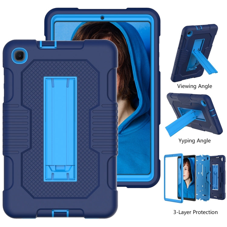 For Samsung Galaxy A 8.4 T307 Contrast Color Robot B2 Silicone Hybrid PC Tablet Case with Holder(Navy Blue) by bashfashion