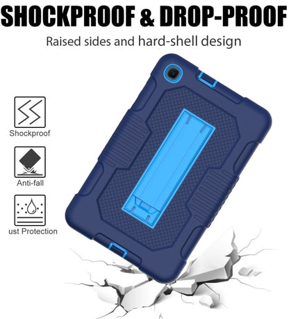 For Samsung Galaxy A 8.4 T307 Contrast Color Robot B2 Silicone Hybrid PC Tablet Case with Holder(Navy Blue) by bashfashion
