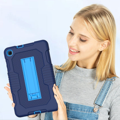 For Samsung Galaxy A 8.4 T307 Contrast Color Robot B2 Silicone Hybrid PC Tablet Case with Holder(Navy Blue) by bashfashion