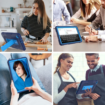 For Samsung Galaxy A 8.4 T307 Contrast Color Robot B2 Silicone Hybrid PC Tablet Case with Holder(Navy Blue) by bashfashion