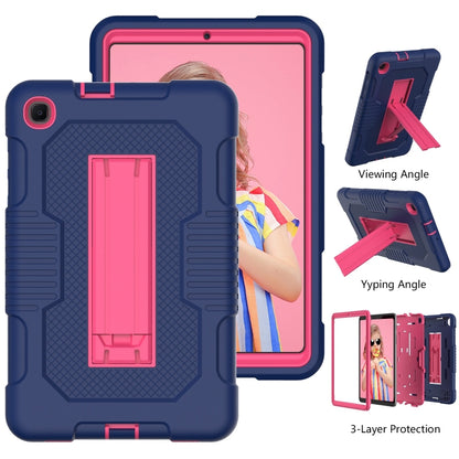 For Samsung Galaxy A 8.4 T307 Contrast Color Robot B2 Silicone Hybrid PC Tablet Case with Holder(Navy Blue Rose) by bashfashion