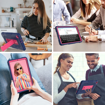 For Samsung Galaxy A 8.4 T307 Contrast Color Robot B2 Silicone Hybrid PC Tablet Case with Holder(Navy Blue Rose) by bashfashion