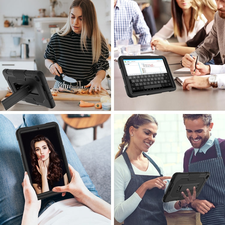 For Samsung Galaxy A 8.4 T307 Contrast Color Robot B2 Silicone Hybrid PC Tablet Case with Holder(Black) by bashfashion