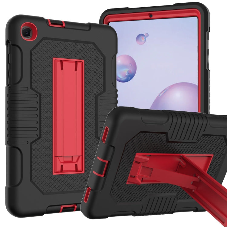 For Samsung Galaxy A 8.4 T307 Contrast Color Robot B2 Silicone Hybrid PC Tablet Case with Holder(Black Red) by bashfashion