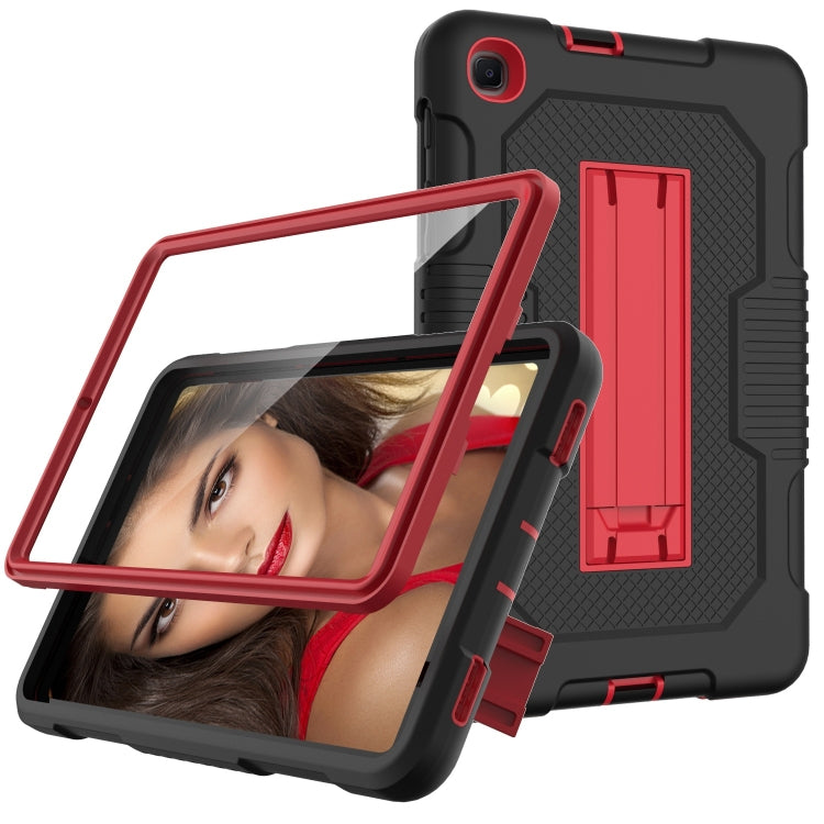 For Samsung Galaxy A 8.4 T307 Contrast Color Robot B2 Silicone Hybrid PC Tablet Case with Holder(Black Red) by bashfashion