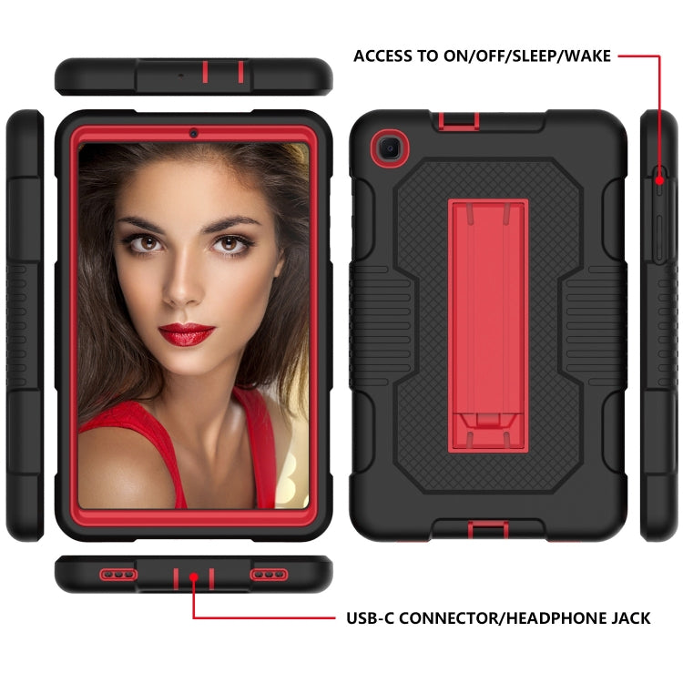 For Samsung Galaxy A 8.4 T307 Contrast Color Robot B2 Silicone Hybrid PC Tablet Case with Holder(Black Red) by bashfashion