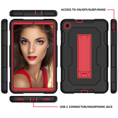 For Samsung Galaxy A 8.4 T307 Contrast Color Robot B2 Silicone Hybrid PC Tablet Case with Holder(Black Red) by bashfashion