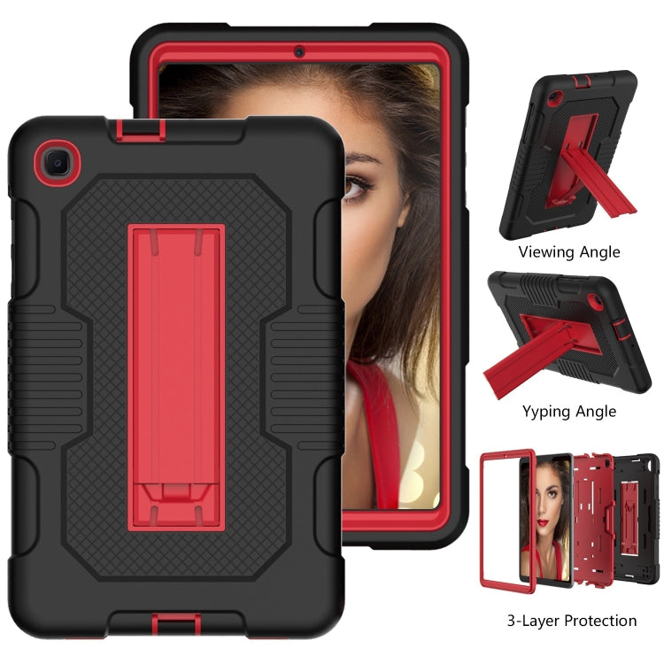 For Samsung Galaxy A 8.4 T307 Contrast Color Robot B2 Silicone Hybrid PC Tablet Case with Holder(Black Red) by bashfashion