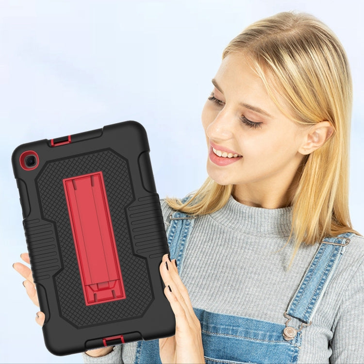 For Samsung Galaxy A 8.4 T307 Contrast Color Robot B2 Silicone Hybrid PC Tablet Case with Holder(Black Red) by bashfashion