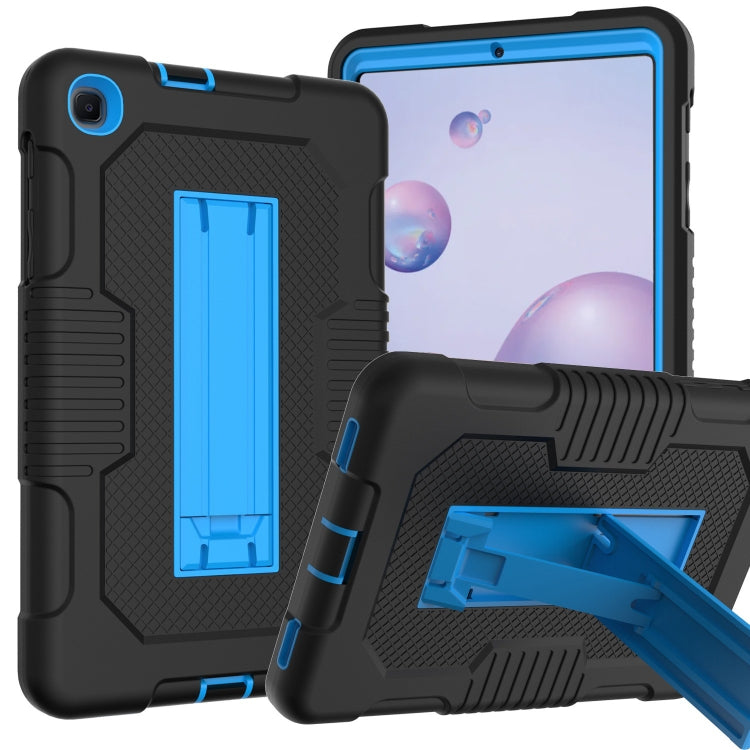 For Samsung Galaxy A 8.4 T307 Contrast Color Robot B2 Silicone Hybrid PC Tablet Case with Holder(Black Blue) by bashfashion