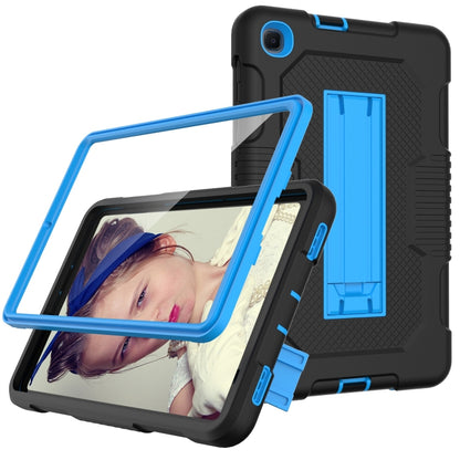 For Samsung Galaxy A 8.4 T307 Contrast Color Robot B2 Silicone Hybrid PC Tablet Case with Holder(Black Blue) by bashfashion