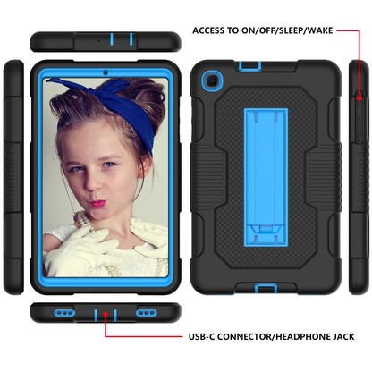 For Samsung Galaxy A 8.4 T307 Contrast Color Robot B2 Silicone Hybrid PC Tablet Case with Holder(Black Blue) by bashfashion