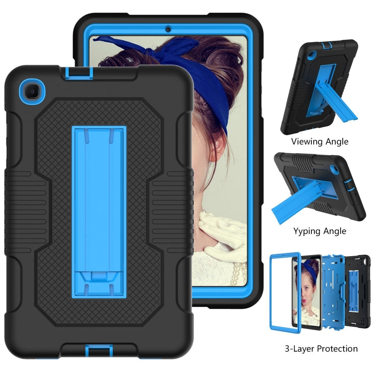 For Samsung Galaxy A 8.4 T307 Contrast Color Robot B2 Silicone Hybrid PC Tablet Case with Holder(Black Blue) by bashfashion