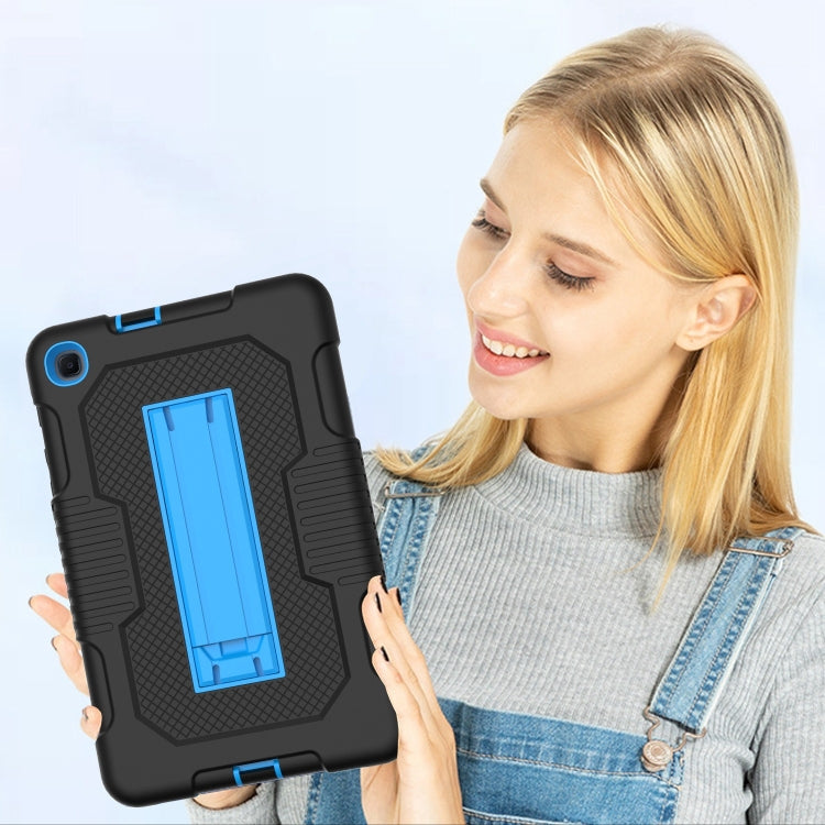 For Samsung Galaxy A 8.4 T307 Contrast Color Robot B2 Silicone Hybrid PC Tablet Case with Holder(Black Blue) by bashfashion