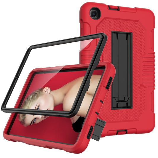 For Samsung Galaxy A 8.4 T307 Contrast Color Robot B2 Silicone Hybrid PC Tablet Case with Holder(Red Black) by bashfashion