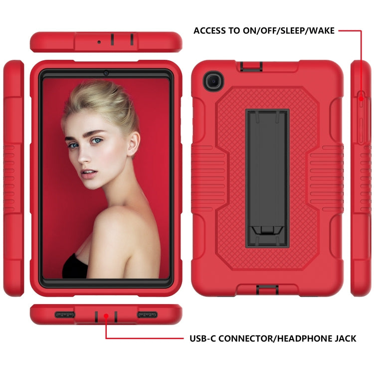 For Samsung Galaxy A 8.4 T307 Contrast Color Robot B2 Silicone Hybrid PC Tablet Case with Holder(Red Black) by bashfashion