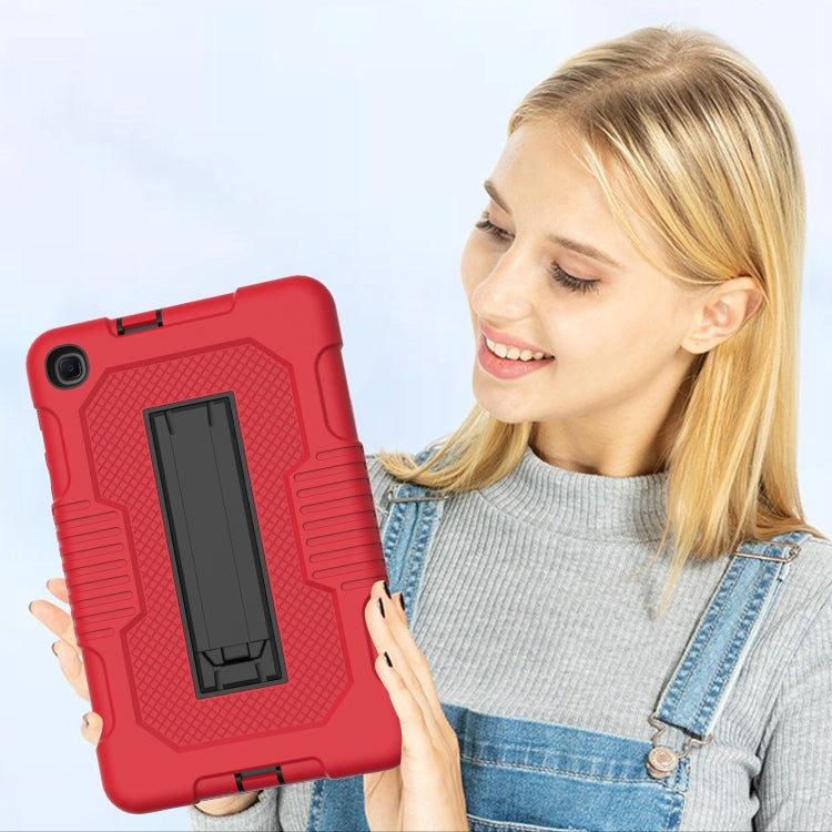 For Samsung Galaxy A 8.4 T307 Contrast Color Robot B2 Silicone Hybrid PC Tablet Case with Holder(Red Black) by bashfashion