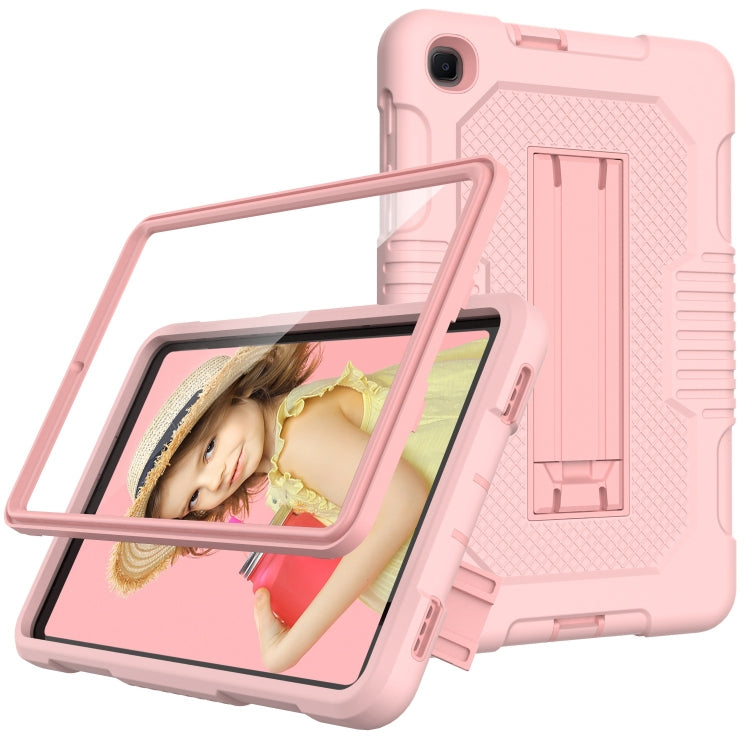 For Samsung Galaxy A 8.4 T307 Contrast Color Robot B2 Silicone Hybrid PC Tablet Case with Holder(Rose Gold) by bashfashion