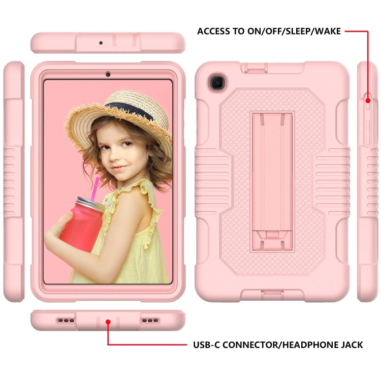 For Samsung Galaxy A 8.4 T307 Contrast Color Robot B2 Silicone Hybrid PC Tablet Case with Holder(Rose Gold) by bashfashion