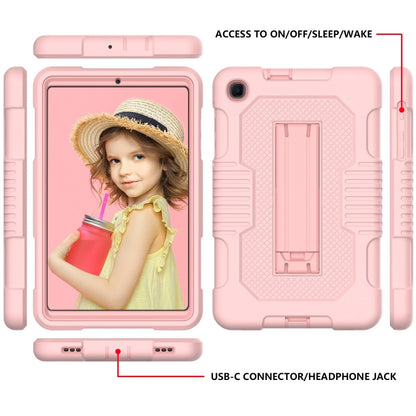 For Samsung Galaxy A 8.4 T307 Contrast Color Robot B2 Silicone Hybrid PC Tablet Case with Holder(Rose Gold) by bashfashion