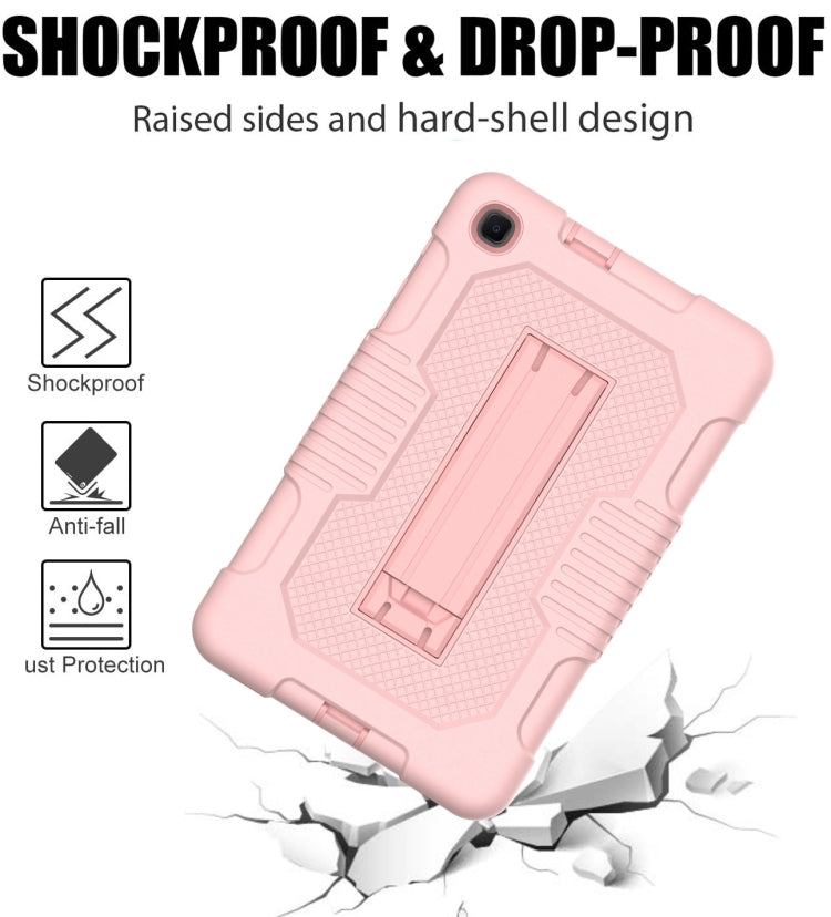 For Samsung Galaxy A 8.4 T307 Contrast Color Robot B2 Silicone Hybrid PC Tablet Case with Holder(Rose Gold) by bashfashion
