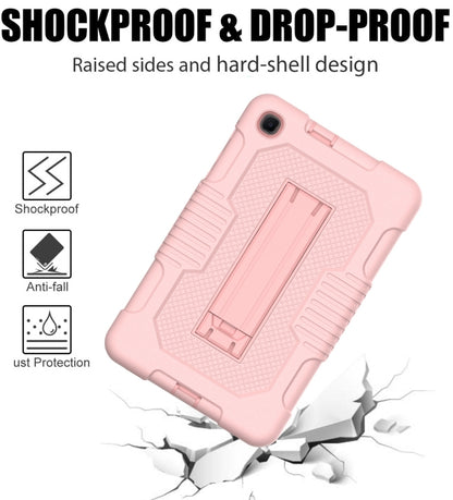 For Samsung Galaxy A 8.4 T307 Contrast Color Robot B2 Silicone Hybrid PC Tablet Case with Holder(Rose Gold) by bashfashion