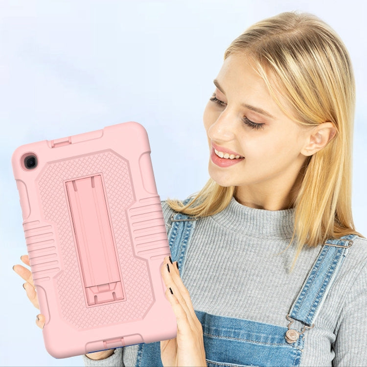 For Samsung Galaxy A 8.4 T307 Contrast Color Robot B2 Silicone Hybrid PC Tablet Case with Holder(Rose Gold) by bashfashion