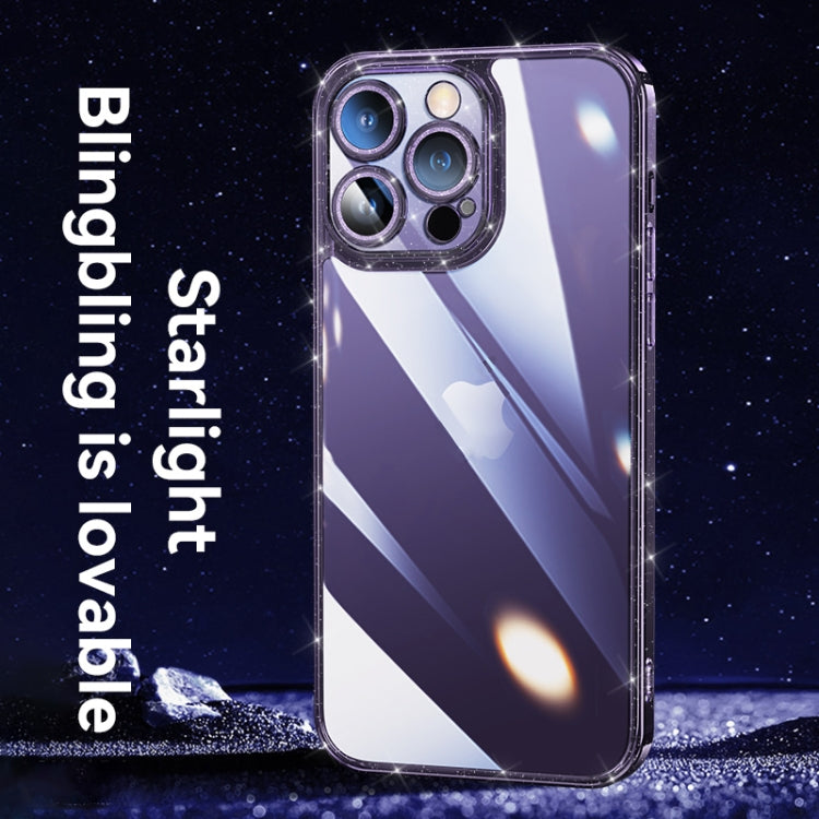 For iPhone 14 Pro Max SULADA Glittery TPU + Tempered Glass Phone Case(Purple) by SULADA