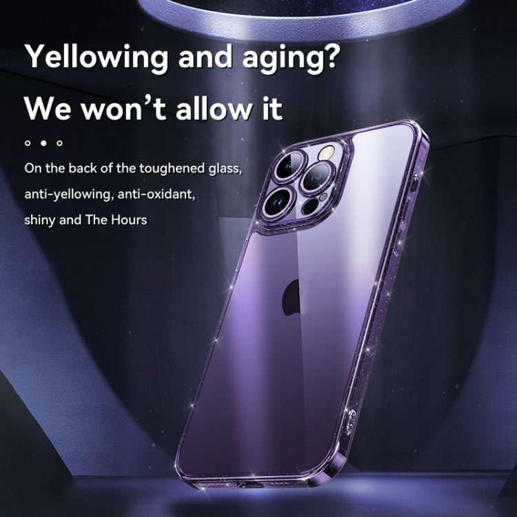 For iPhone 14 Pro Max SULADA Glittery TPU + Tempered Glass Phone Case(Purple) by SULADA