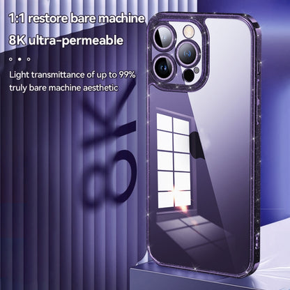 For iPhone 14 Pro SULADA Glittery TPU + Tempered Glass Phone Case(Blue) by SULADA
