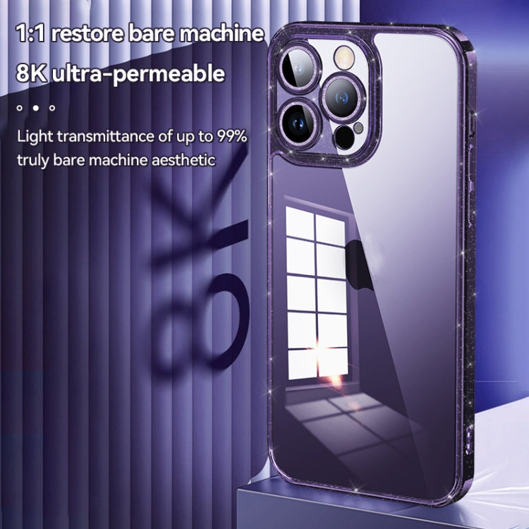 For iPhone 14 SULADA Glittery TPU + Tempered Glass Phone Case(Blue) by SULADA