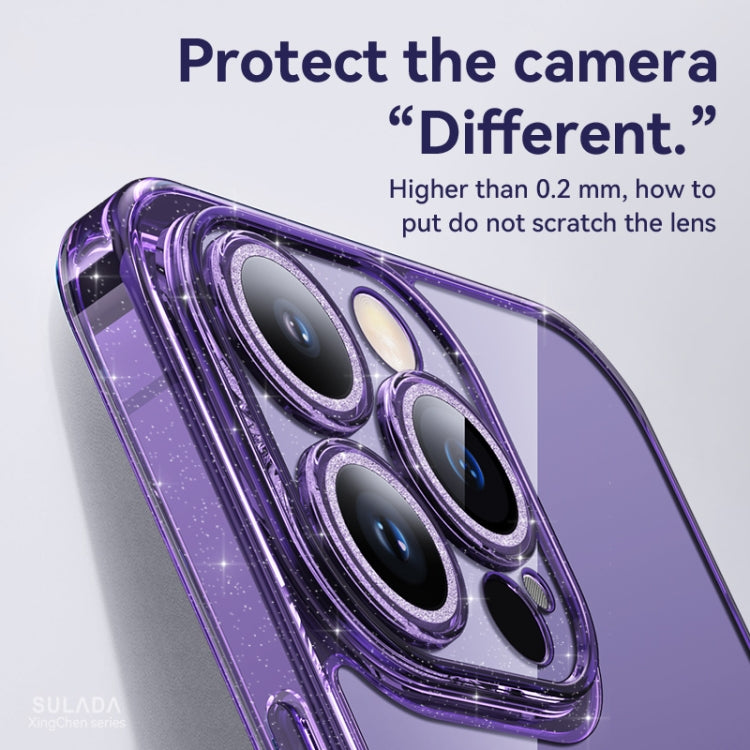 For iPhone 14 SULADA Glittery TPU + Tempered Glass Phone Case(Blue) by SULADA