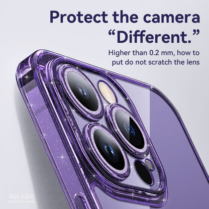 For iPhone 14 Pro Max SULADA Glittery TPU + Tempered Glass Phone Case(Purple) by SULADA