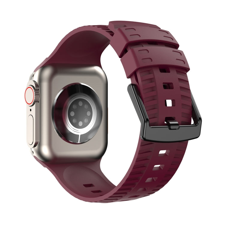 Tire Texture Silicone Watch Band For Apple Watch Ultra 49mm(Wine Red) by bashfashion
