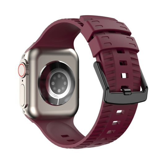Tire Texture Silicone Watch Band For Apple Watch Ultra 49mm(Wine Red) by bashfashion
