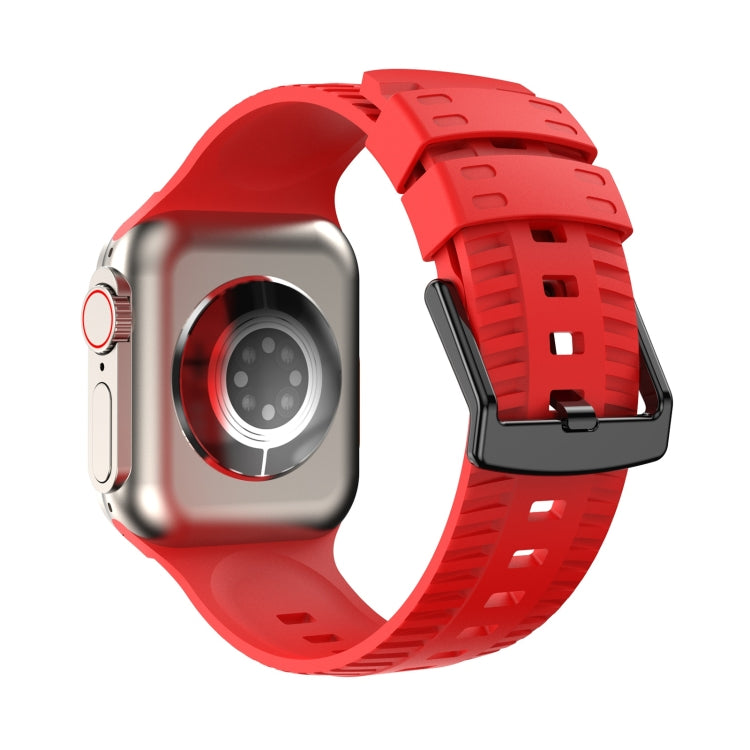 Tire Texture Silicone Watch Band For Apple Watch Ultra 2 49mm(Red) by bashfashion