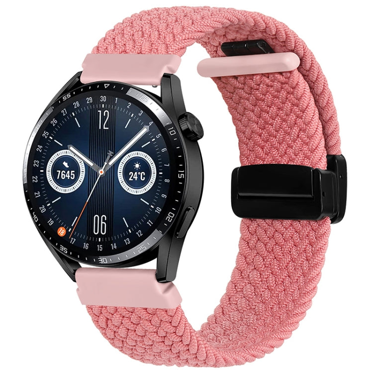 For Garmin VivoMove Trend / Luxe / Style 20mm Magnetic Fold Clasp Woven Watch Band(Pink) by bashfashion