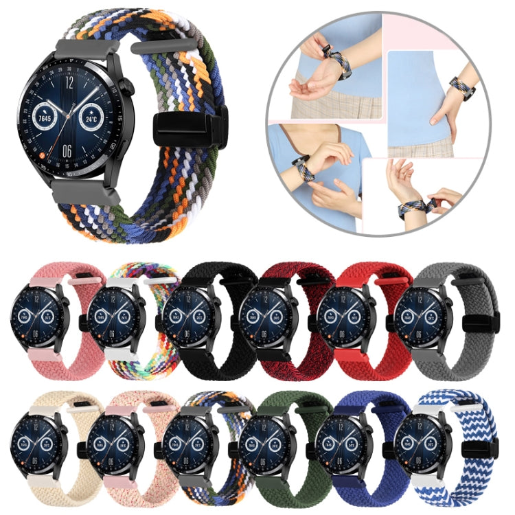 For Garmin VivoMove Trend / Luxe / Style 20mm Magnetic Fold Clasp Woven Watch Band(Pink) by bashfashion