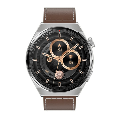 KT62 1.36 inch TFT Round Screen Smart Watch Supports Bluetooth Call/Blood Oxygen Monitoring, Strap:Leather Strap(Silver) by bashfashion