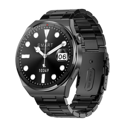 KT62 1.36 inch TFT Round Screen Smart Watch Supports Bluetooth Call/Blood Oxygen Monitoring, Strap:Steel Strap(Black) by bashfashion