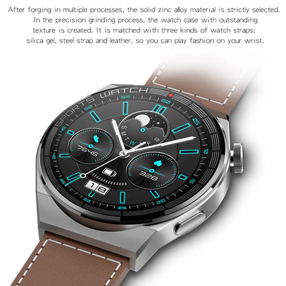 KT62 1.36 inch TFT Round Screen Smart Watch Supports Bluetooth Call/Blood Oxygen Monitoring, Strap:Leather Strap(Silver) by bashfashion