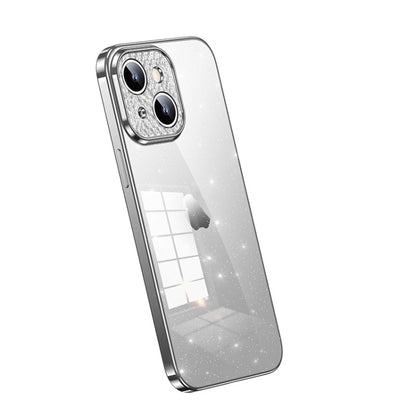 For iPhone 14 SULADA Electroplated Transparent Glittery TPU Phone Case(Silver) by SULADA