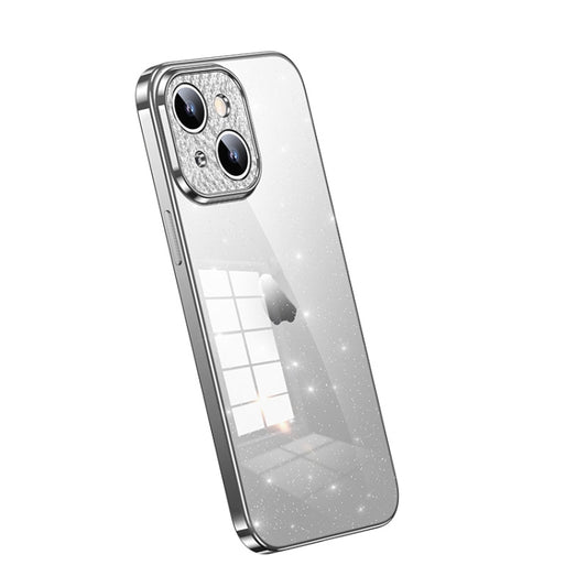 For iPhone 14 SULADA Electroplated Transparent Glittery TPU Phone Case(Silver) by SULADA
