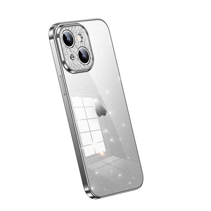 For iPhone 15 Plus SULADA Electroplated Transparent Glittery TPU Phone Case(Silver) by SULADA