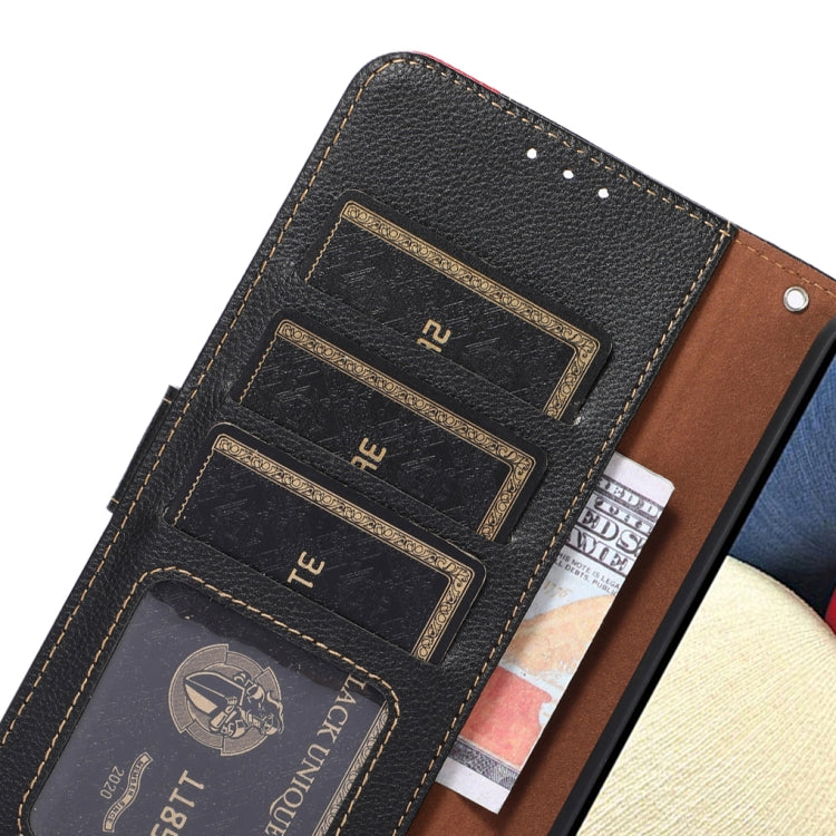 For iPhone 16e KHAZNEH Litchi Texture Leather RFID Phone Case(Black) by bashfashion