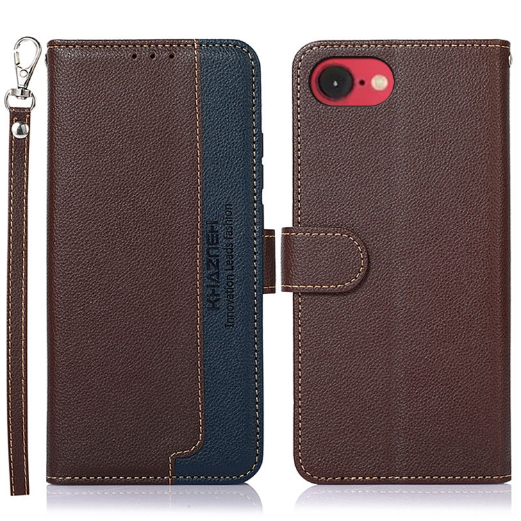 For iPhone 16e KHAZNEH Litchi Texture Leather RFID Phone Case(Brown) by bashfashion
