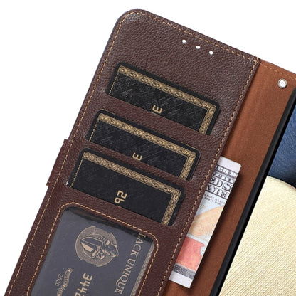 For iPhone 16e KHAZNEH Litchi Texture Leather RFID Phone Case(Brown) by bashfashion